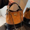 Маленькая ретро-сумка Lingge женская осенняя новая высокоценная сумка через плечо на одно плечо портативная сумка-ведро