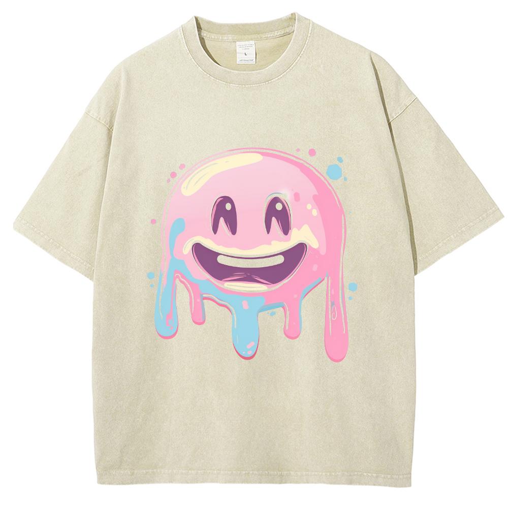 Граффити расписанный вручную штампованный принт женская футболка стираная свободная парная с коротким рукавом унисекс милый милый топ в форме сердца