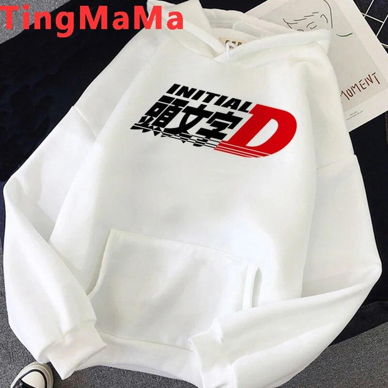 Hot Japanese Anime Initial D Hoodies Unisex Kawaii Cartoon Harajuku Winter Warm Unisex Tops Streetwear Fashion Sweatshirts Male Unisex