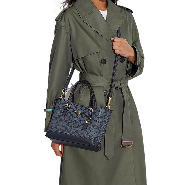 Coach Mollie Classic Monogram Jacquard Zipper Closure Fabric And Leather Shoulder Crossbody Bag Women bags Denim-Blue CH228-IMDEI