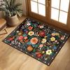 Floral Floor Mat Stain Resistant Washable Non-Slip Area Rug Thick Faux Wool
