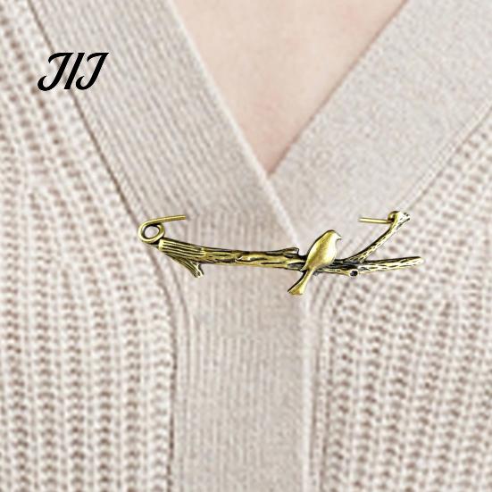Men Women Brooch Vintage Bronze Safety Pin, Large Feather Bird Leaf Flower Lapel Elegant Pin for Coats, Jackets, Hats, Bags