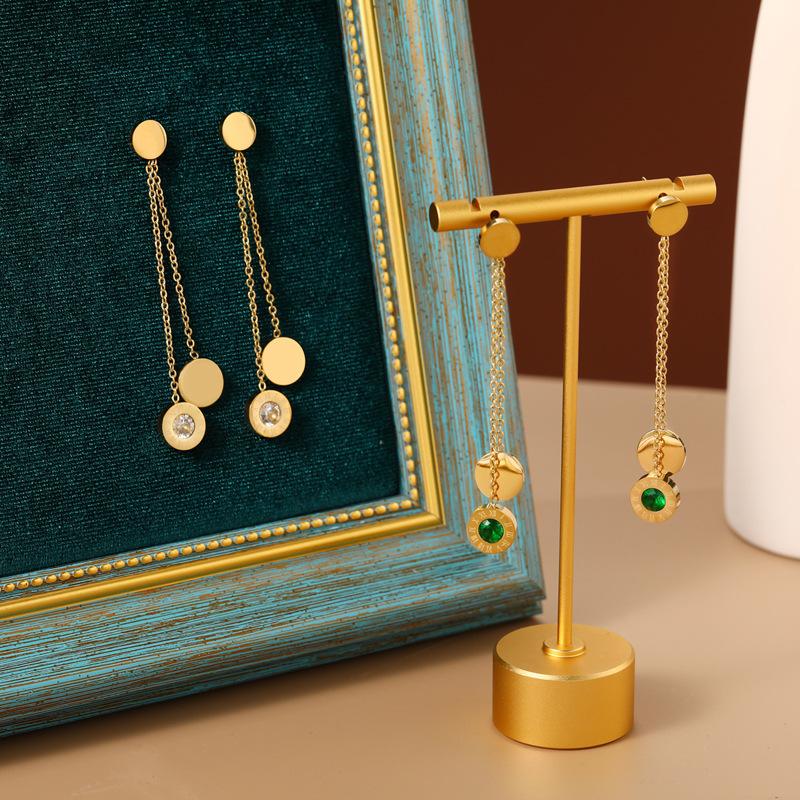 Серьги-подвески с римскими цифрами, женские, из титановой стали, не выцветающие, высокого качества, с инкрустацией цирконием, модные серьги из нержавеющей стали