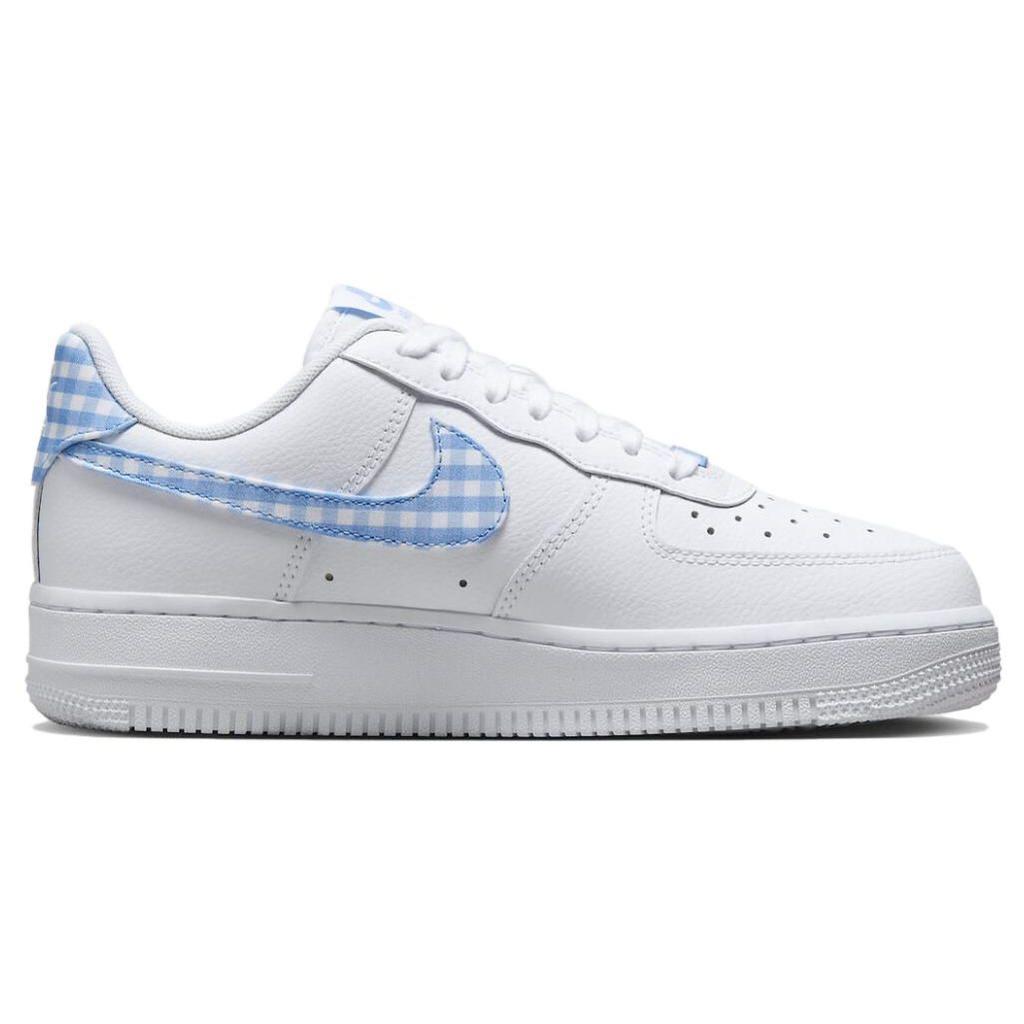 Nike Air Force 1 07 Essential University Blue Gingham Женские кроссовки белые DZ2784-100