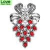 Rhinestone Large Grapes Brooches For Women Vintage Fashion Fruit Pin Colorful Party Accessories Winter Coat Jewelry