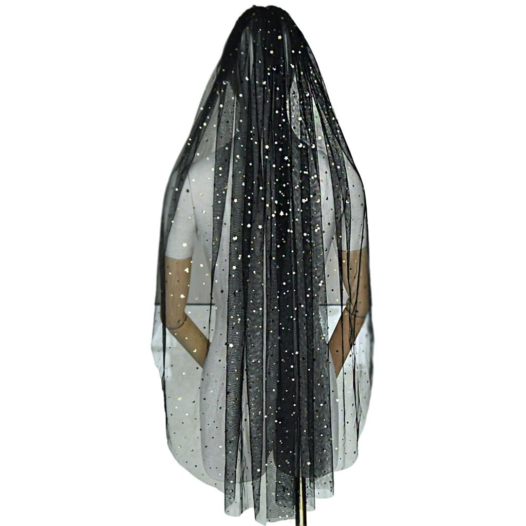 Bridal Veil Bride Simple Tulle with Sequins Moon Star Bachelorette Party Hen Party Bride's Veil Hen Party Head Scarf
