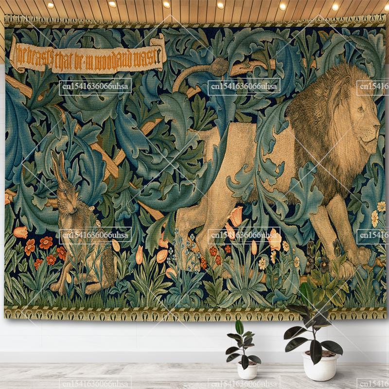 Medieval Unicorn Tapestry Wall Hanging For Home Decor Paintings Retro Hippie Tapestries Aesthetic Background Yoga Meditation