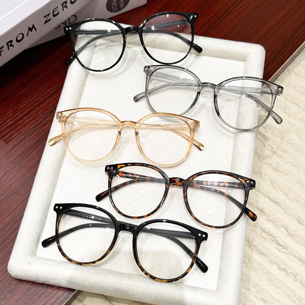 5Pcs Retro Ultra-Light Round Frame Glasses for Men and Women, Multifunctional Fashion Flat Glasses