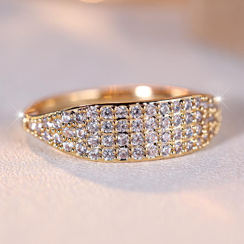 Сверкающие белые циркониевые обручальные кольца для женщин, модные золотые кольца, свадебные украшения