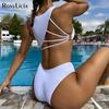 Sexy Asymmetric Tummy Cut Out Women Swimwear One Piece Swimsuit Female High Cut Padded Bather Bathing Suit Swim Lady