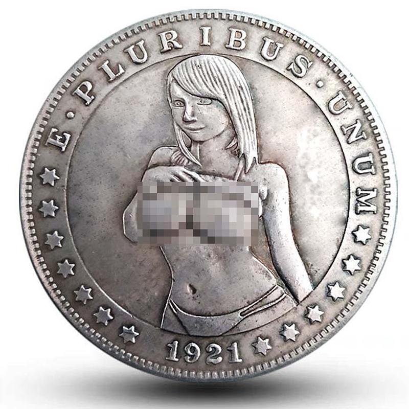 Антикварная монета Хобо Сексуальная красавица Серебряная монета с медным покрытием Серебро для состаривания Коллекционные ремесла Изысканный подарок