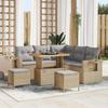 8-Piece Garden Sofa Set With Beige Cushions Synthetic Rattan 3361747