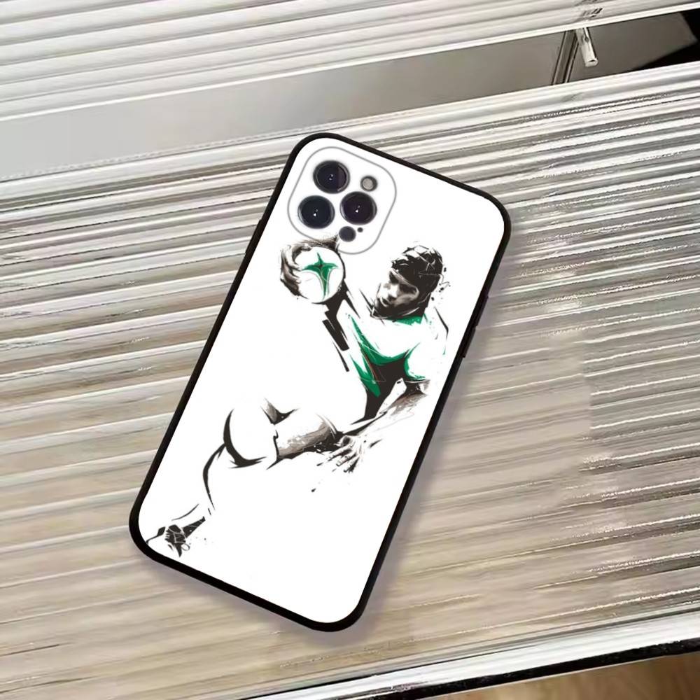 Абстрактная фигура Футбольная поддержка Чехол для телефона Для iPhone 17, 16, 15, 14, 13, 12, 11 Plus, Pro Max, Другие Мягкая черная крышка
