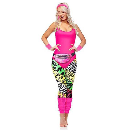 7 шт./комплект Женский ретро-трексуит Спортивная одежда 1980-х Фитнес-наряд Костюм Аксессуары с жилетом