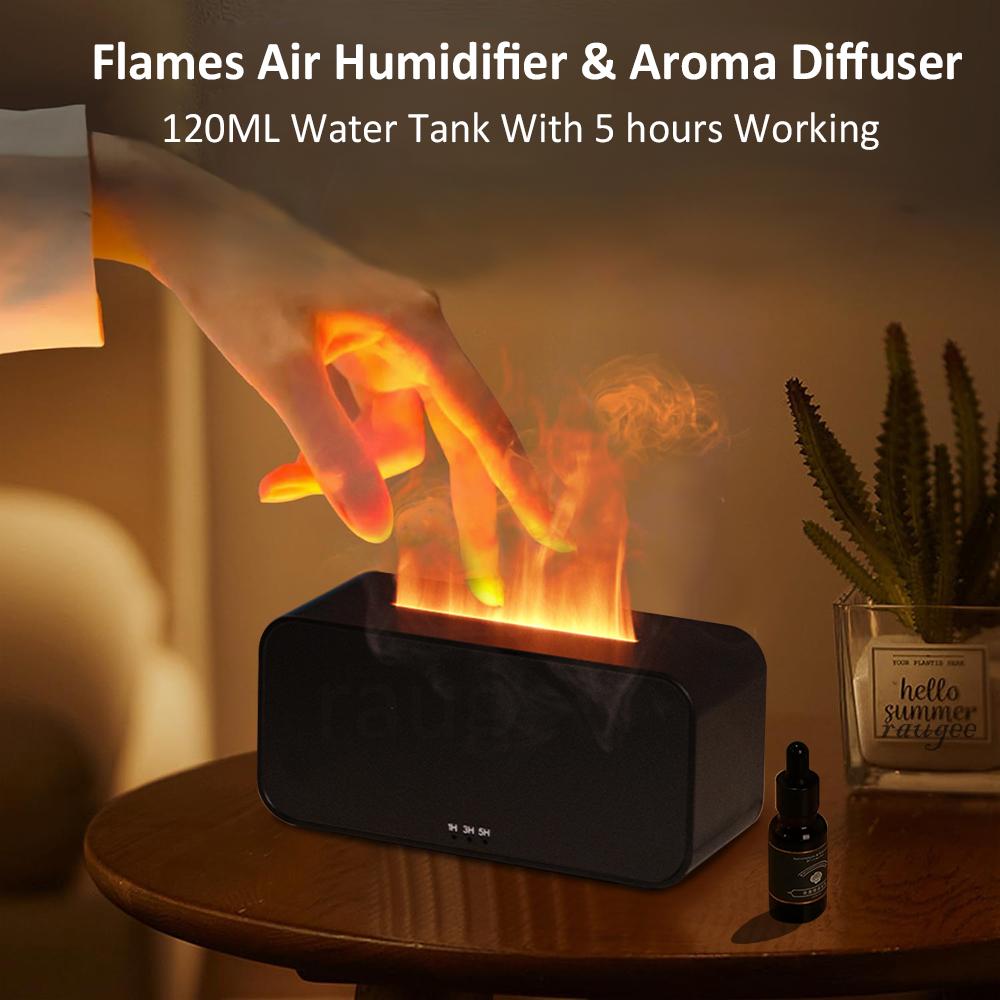 Flame Humidifier Aroma Diffuser Room Fragrance Diffuser for Home Essential Oil Diffuser Mini Fire Humidifier with Night Light