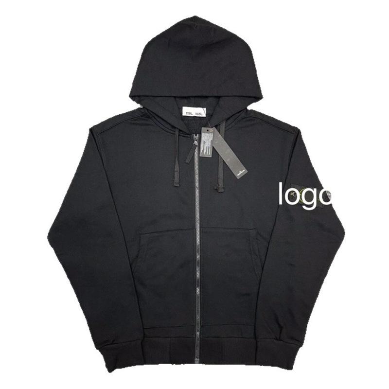 Унисекс Осенне-Зимняя Куртка-Толстовка с Капюшоном на Молнии с Нашивками