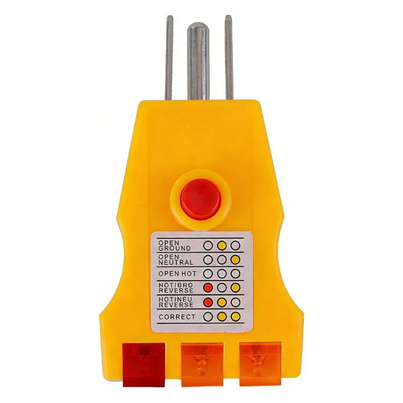 US Standard 3 Prong Outlet Tester with Safety Detections Function Lightweight Designs Device for House & Travel Use