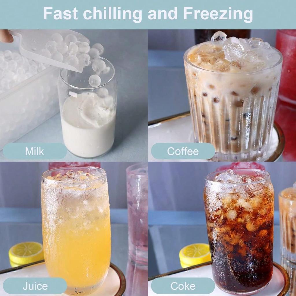 Leeseph Round Ice Cube Tray , Sphere Ice Cube Mold Making Ice Balls , Small Ice Ball Maker Mold for Whiskey, Cocktail, Drinks