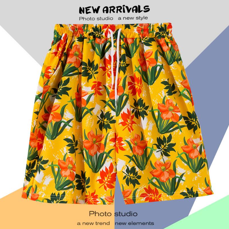 Hawaiian Summer Men Quick-drying Beachwear Plus Size Swimsuit Shorts Male Fashion Casual Loose Hawaii Printing Surf Board Shorts