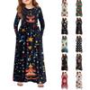 Girls' Maxi Dress - Long Sleeve Pocket Dress Christmas Day