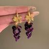 Винтажные длинные серьги из серебра 925 пробы в виде грозди фиолетового винограда - Новый ретро-дизайн 2025