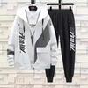 Men's Korean Style Gradient Hoodie & Casual Pants Set