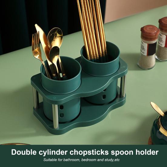 Chopstick Holder with Drainage Holes 2 Grids Large Caliber Orderly Kitchen Chopstick Case Shelf Dining Room Utensil