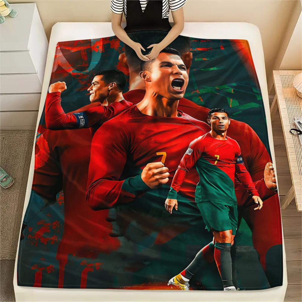 1 шт. Фланелевое одеяло с принтом CR7, Высококачественное, Для всех сезонов, Декор для дома, Тепло и уют, Идеально для рождественских подарков