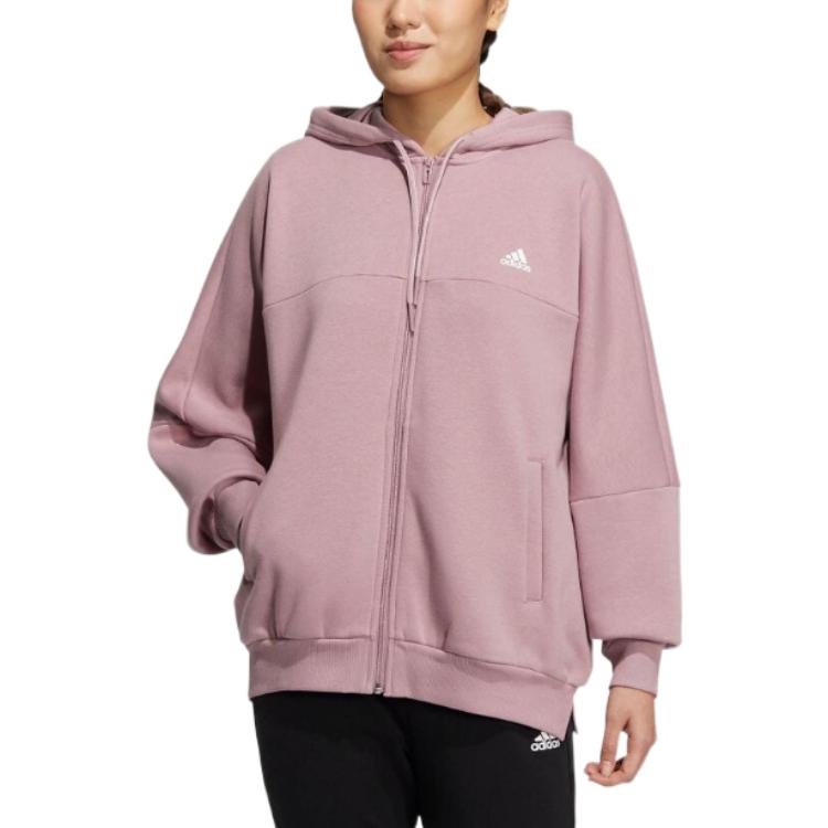 adidas Полосатая куртка с логотипом и капюшоном с длинным рукавом Женская куртка Волшебно-фиолетовый розовый HM2811