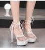 Женские туфли на шпильке, дышащие модные сандалии на шнуровке, серия 181, каблук 20 см, платформа 10 см LFD