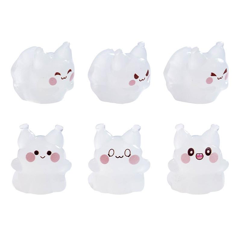 6Pcs Luminous Cartoon Cat Animal Miniatures Glow In the Dark Ornaments Fairy Garden Decoration Moss Terrarium Micro Landscape