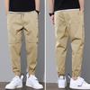 Мужские брюки-карго с несколькими карманами на шнурке и эластичной резинкой на талии, гладкие однотонные брюки-шаровары с пряжкой на щиколотке для спортзала, повседневная одежда на открытом воздухе, длинные брюки-шаровары