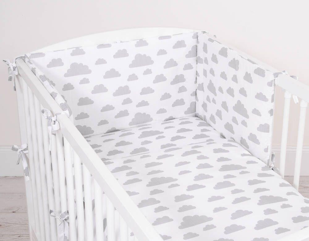 Children's 2-piece cotton bedding set 120x90 cm - gray clouds