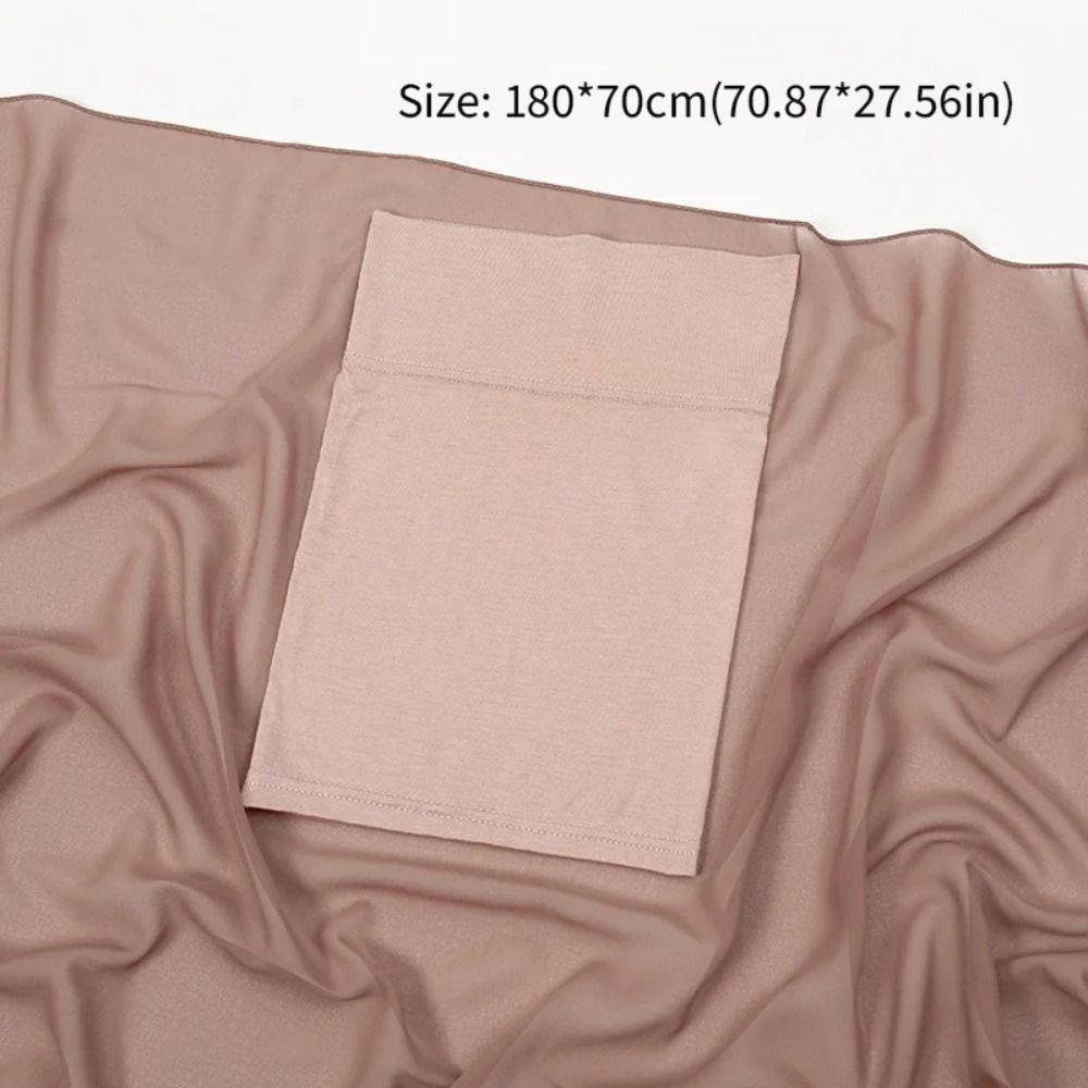 Эластичная повязка на голову Мусульманские женские шапочки Однотонный шифоновый хиджаб-покрытие Трикотажные кепки Готовые к носке