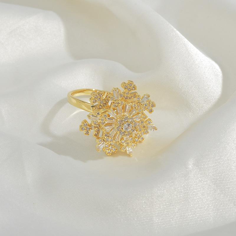 Регулируемое женское кольцо, которое повернется, кольцо в виде снежинки можно повернуть, чтобы повернуть кольцо, модные украшения для свадебной вечеринки
