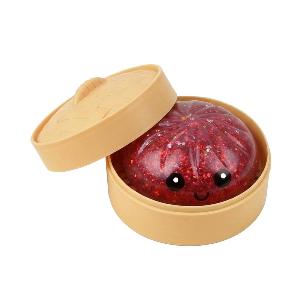 Dumpling Stress Balls Toy with Steamer Simulation Food Squishies Bun Fidget Sensory Toys for Home Desktop Decoration Party Gifts