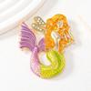 Vintage Enamel Mermaid Brooch Corsage Diamond Fashion Mermaid Brooch Antique Clothing Accessories