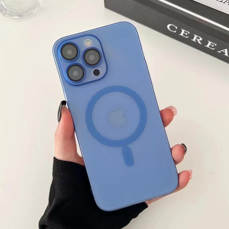 Роскошный ультратонкий чехол для беспроводной зарядки Magsafe Magnetic для iPhone 16 15 14 13 12 11 Pro Max Plus полупрозрачный матовый твердый чехол