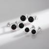 Natural Black Agate Stud Earrings 925 Sterling Silver Round Daily Hypoallergenic Earring 4mm 5mm 6mm Jewelry For Women