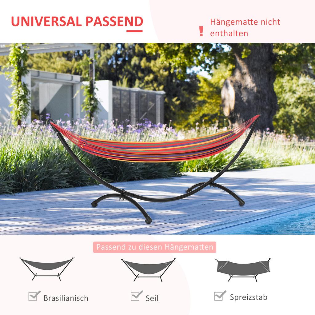 Outdoor Steel Hammock Stand, 300x90x100 cm, up to 120 kg, for Garden, Beach, Camping, Black