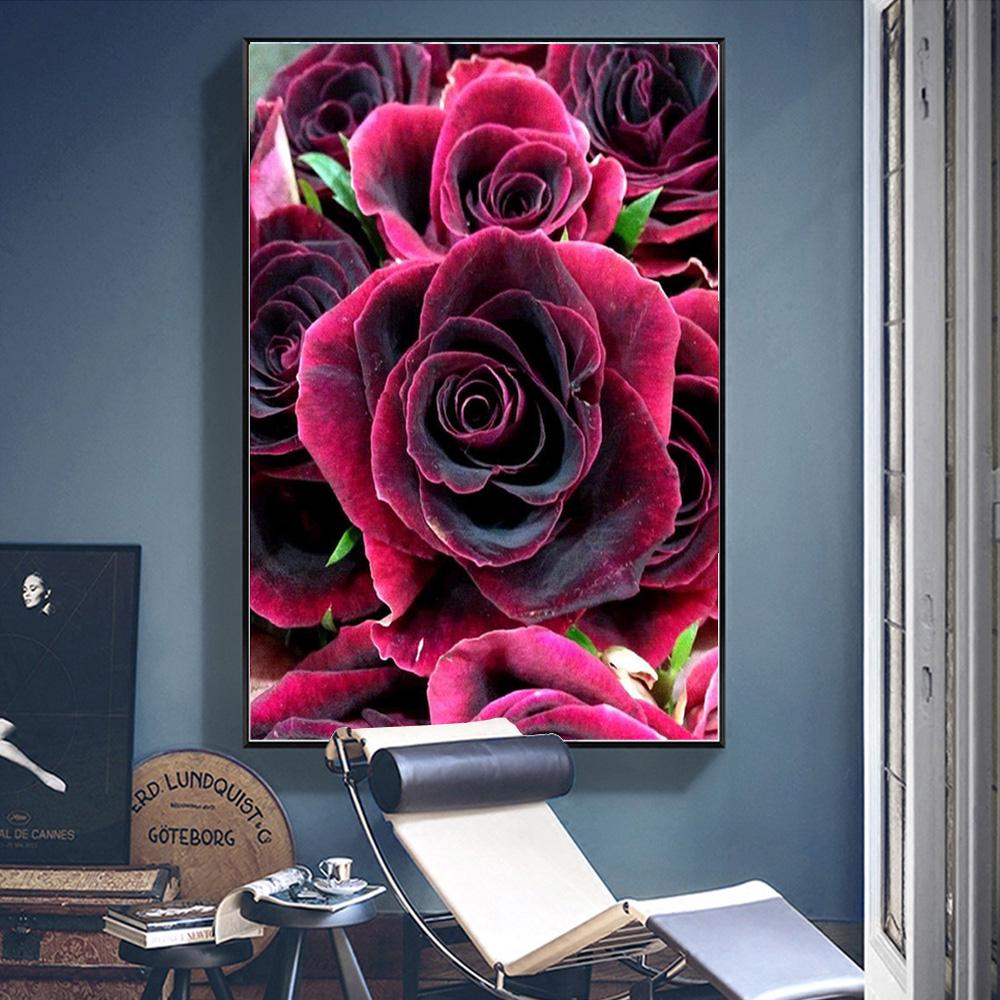 Полный квадрат Алмазная картина красная роза цветок 5D DIY Алмазная вышивка цветок горный хрусталь