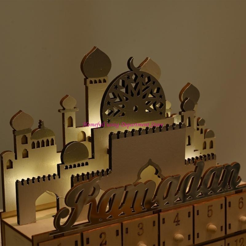 Рамадан Декор стола Календарь обратного отсчета Ид со светодиодной подсветкой и 30 ящичками