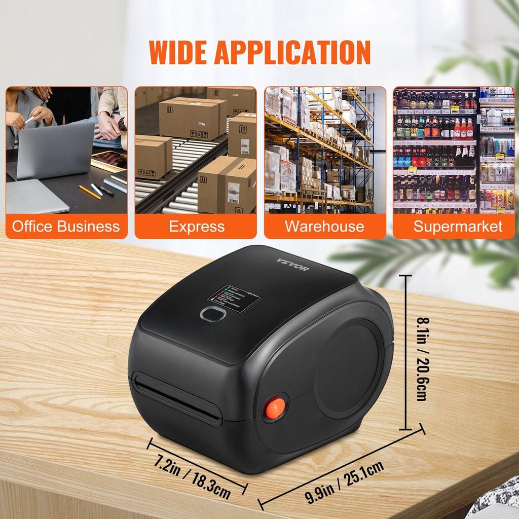 Thermal Label Printer 4x6 300DPI USB/Bluetooth for Amazon eBay Etsy UPS