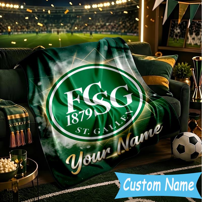 Custom Personalized Blanket FC St. Gallen Soft Throw Blanket, Suitable for Family and Friends, Sofa Blanket,Home Decor Christmas gift
