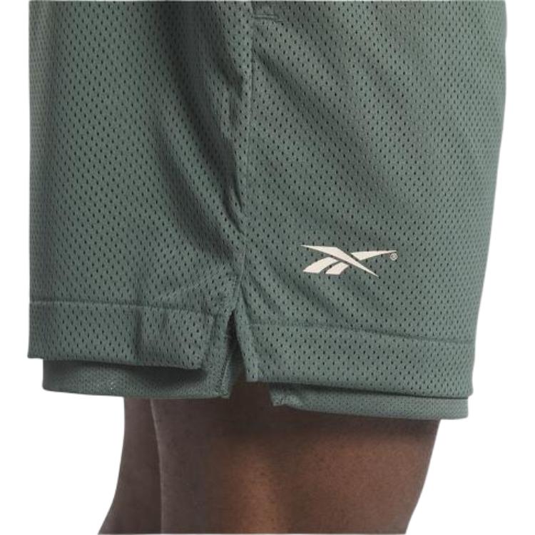 Reebok Allen Iverson Year Of The Rabbit Limited Edition Knitted Mesh Retro Mid-Rise Straight-Leg Basketball Shorts Men shorts Army-Green H47105