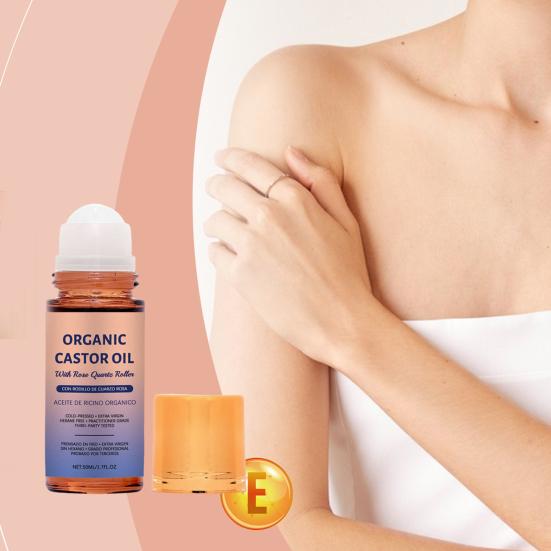 1/2 шт. 50 мл органическое касторовое масло с роликом из розового кварца для путешествий