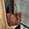 Women's Large Capacity Leopard Print Tote Bag - 2025 Autumn/Winter Edition