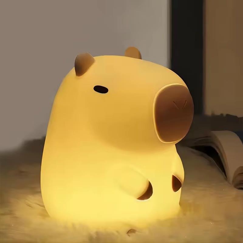 Soft Silicone Night Light for Children, Battery Operated, Capybara, 11cm LED