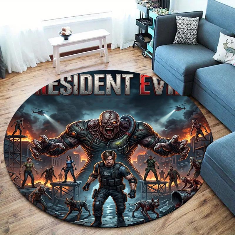 Resident Evil Round Area Rug Carpet Rug For Living Room Bedroom Sofa Playroom Decor Nonslip Floor Mat