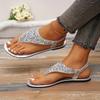 Women Summer Fashion Flat Sandals, Sparkly Sequins Open Toe Shoes With Ankle Strap, Casual Comfort Beach Vacation Thong Sandals